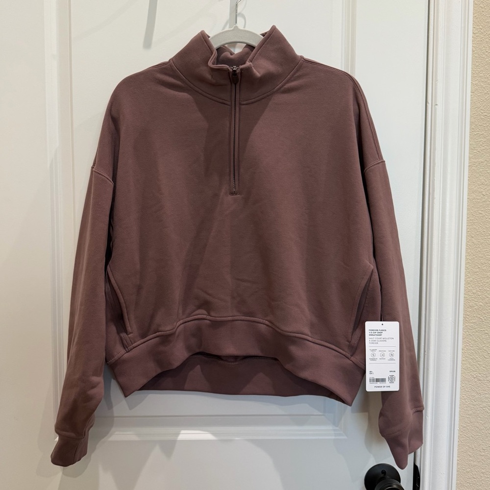 Athleta Forever Fleece 1/2 Zip Crop Sweatshirt
